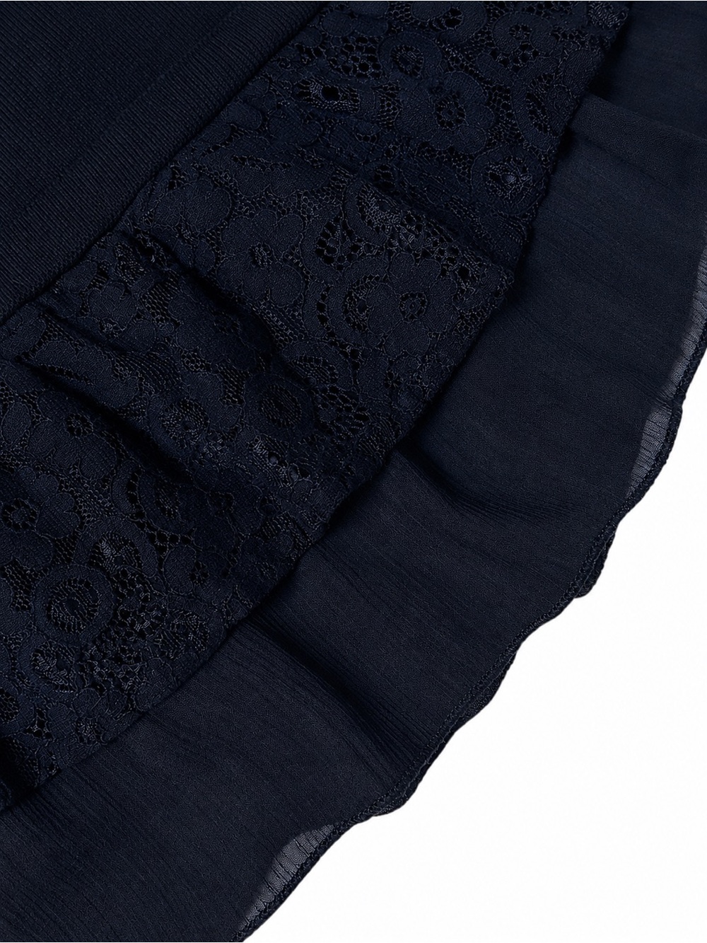 Style & Co. Sweater Black Lace Trim Ruffle Hem Cotton Blend Boho Whimsigoth L - Picture 5 of 9